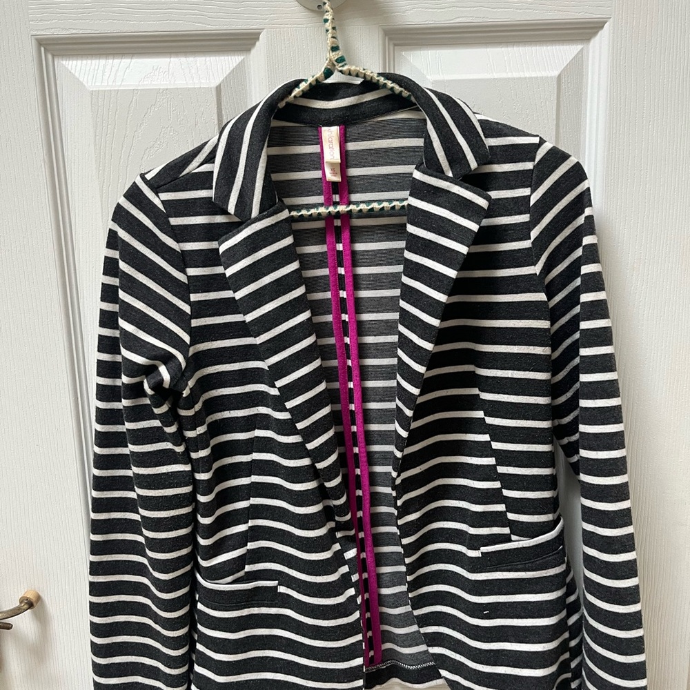 Striped Black and White Women's Blazer